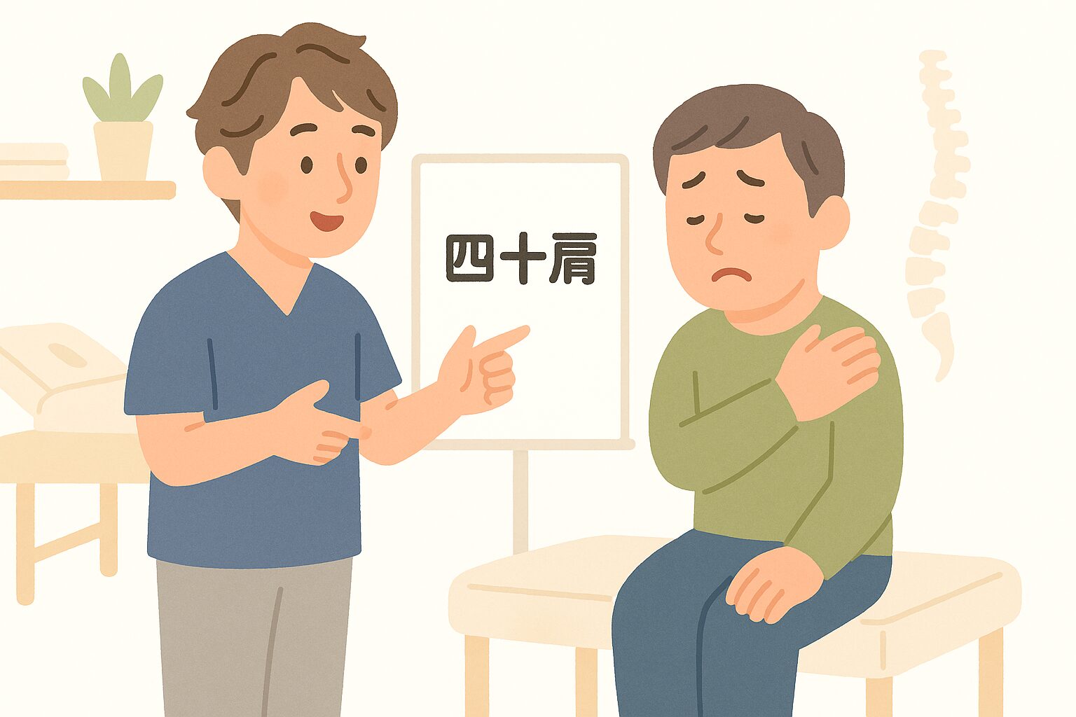 ChatGPT Image 2025年10月6日 主線なしイラスト作るくんnote用099「四十肩」13_09_52