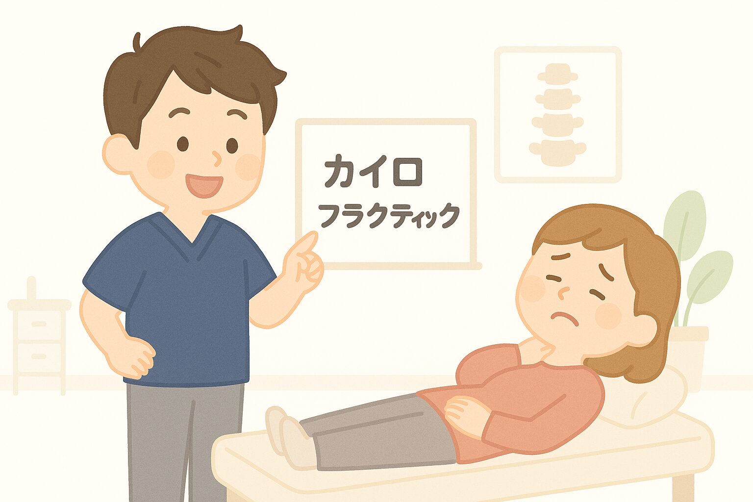 主線なしイラスト作るくんnote用105「カイロプラクティック02」ChatGPT Image 2025年10月6日 15_01_52