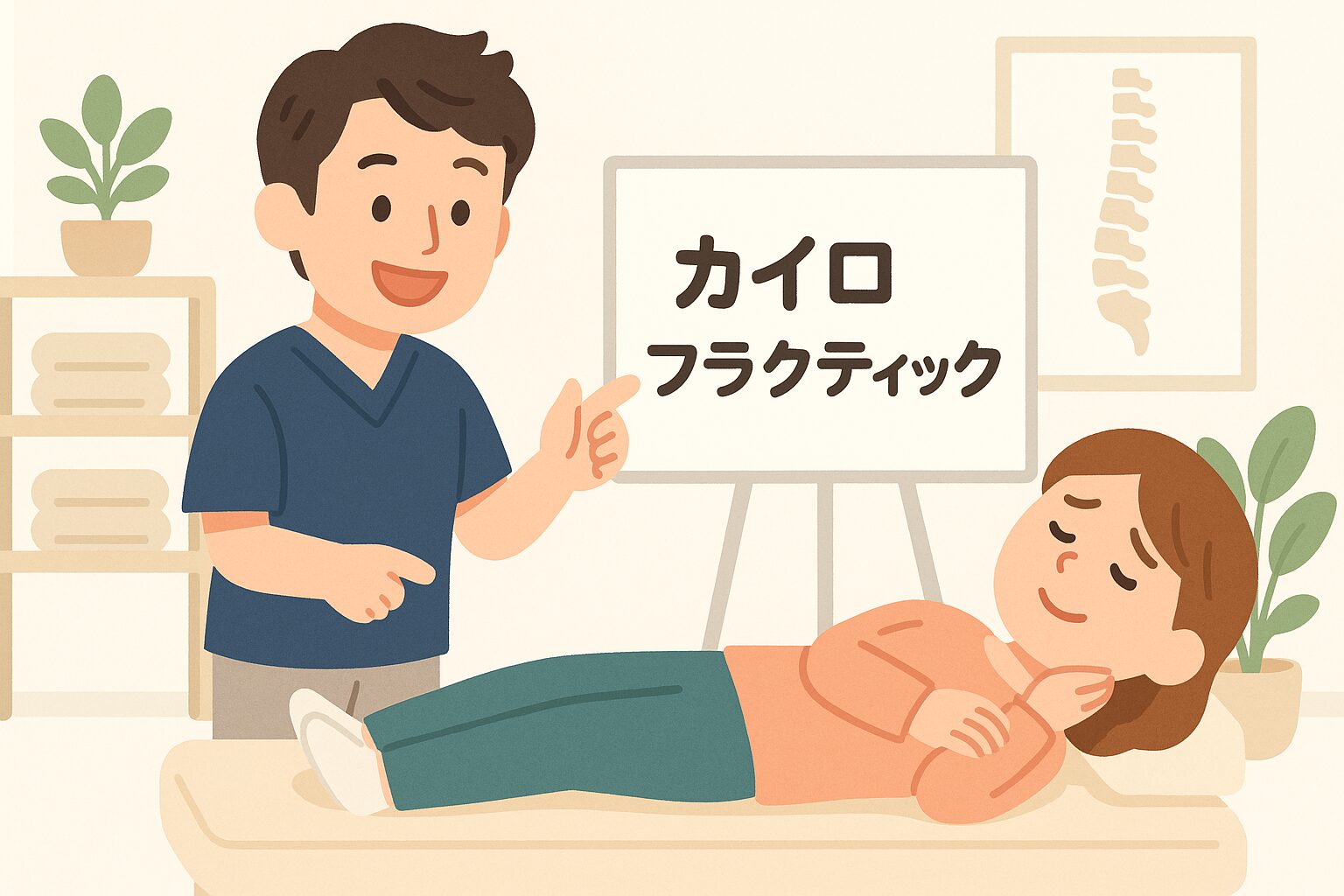 主線なしイラスト作るくんnote用104「カイロプラクティック01」ChatGPT Image 2025年10月6日 15_00_29